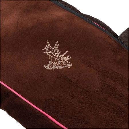 Pokrowiec na broń Forsport zamszowy 125 cm - brązowo-różowy, haft beżowa głowa jelenia