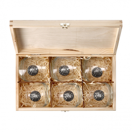 Szklanki do whisky Golden Fox Luna Fox Silver zdobione odlewanym elementem 6 szt.