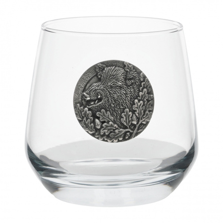 Szklanki do whisky Golden Fox Luna Wild Boar Silver zdobione odlewanym elementem 6 szt.