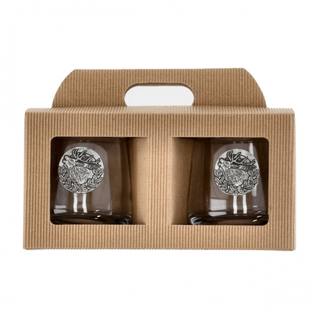 Szklanki do whisky Golden Fox Luna Deer Silver zdobione odlewanym elementem 2szt.