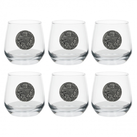Szklanki do whisky Golden Fox Luna Wild Boar Silver zdobione odlewanym elementem 6 szt.