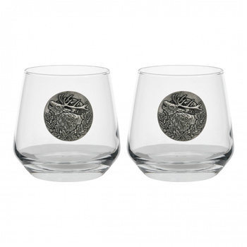 Szklanki do whisky Golden Fox Luna Deer Silver zdobione odlewanym elementem 2szt.