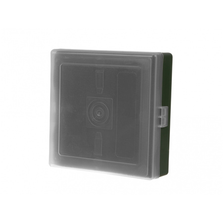 Pudełko Megaline 11x11x3,5 zielono-przezroczyste gąbka 2 szczęki rekina