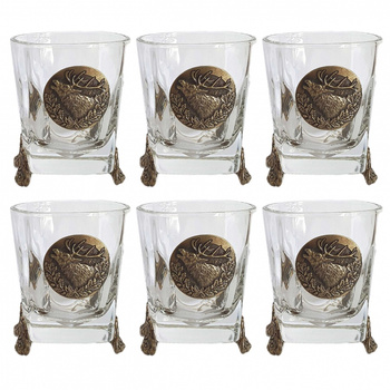 Szklanki do whisky Golden Fox Mars Deer zdobione odlewanym elementem 6 szt.