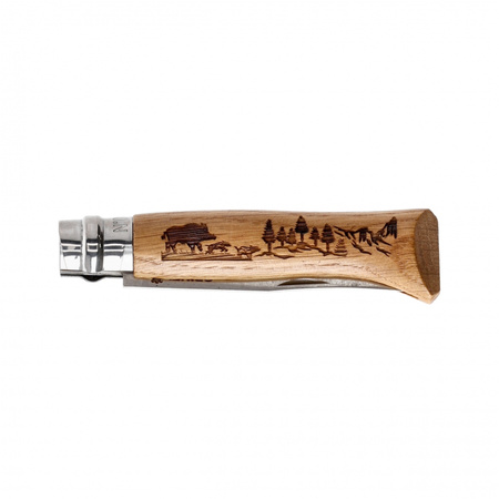 Nóż składany Opinel 8 inox dąb seria Animal - dzik