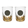 Szklanki do whisky Golden Fox Amber Fire Deer Gold zdobione odlewanym elementem, bursztynowy natrysk 2 szt.