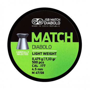 Śrut diabolo JSB Match Light 4,50 mm 500 szt. 0,475 g / 7,33 g