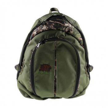 Plecak myśliwski Forsport Smart - oliwkowy kamuflaż, haft dzik stoi w trawie