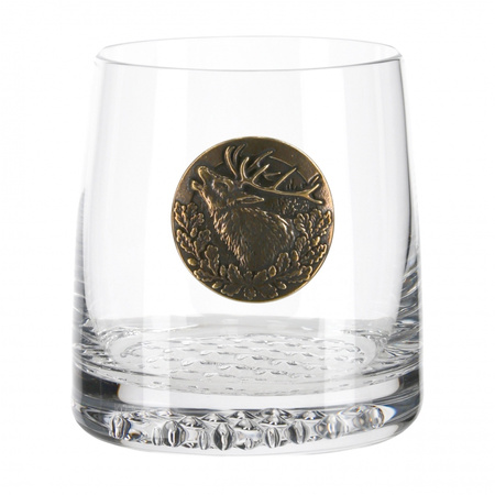 Szklanki do whisky Golden Fox Radius Deer Gold, zdobione odlewanym elementem 6 szt.