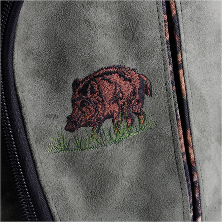 Plecak myśliwski Forsport Smart zamszowy - oliwkowy, haft dzik stoi w trawie