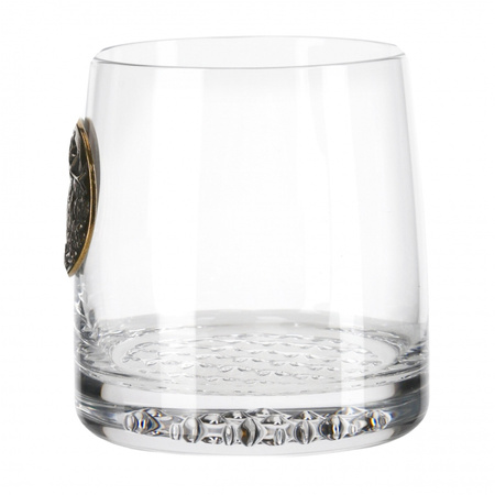 Szklanki do whisky Golden Fox Radius Deer Gold, zdobione odlewanym elementem 6 szt.