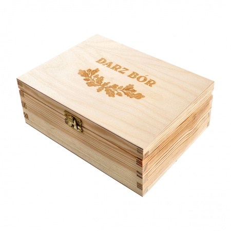 Kieliszki Golden Fox Qube z odlewaną plakietką mosiądz 6 szt. w drewnianym pudełku