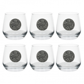 Szklanki do whisky Golden Fox Luna Wild Boar Silver zdobione odlewanym elementem 6 szt.