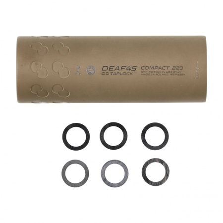 Tłumik z hamulcem do broni BK Precise DEAF45 COMPACT QD Taplock 3GUN MB 1/2-28 UNEF Magpul FDE