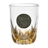Szklanki do whisky Golden Fox Amber Fire Deer Gold zdobione odlewanym elementem, bursztynowy natrysk 2 szt.