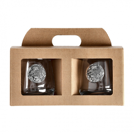 Szklanki do whisky Golden Fox Luna Wild Boar Silver zdobione odlewanym elementem 2 szt.