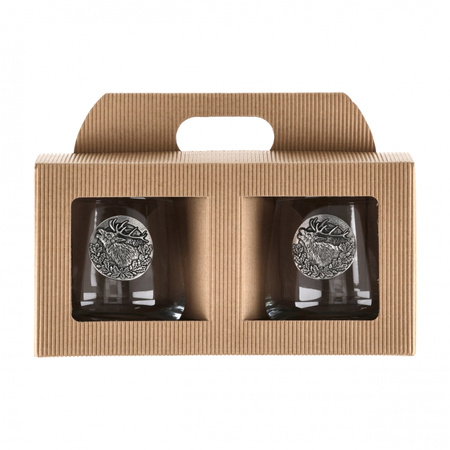 Szklanki do whisky Golden Fox Diamond Deer Gold zdobione odlewanym elementem 2 szt.