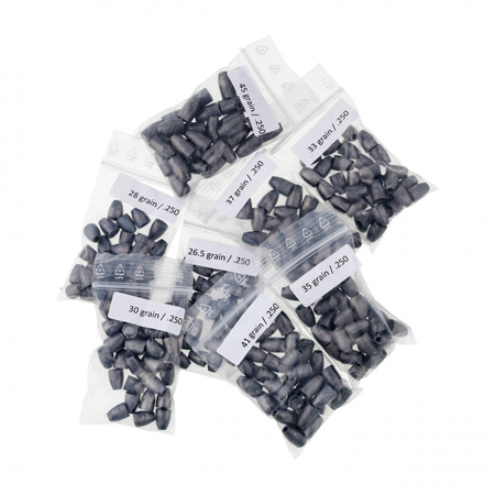 Zestaw testowy ZAN slug .25 (6,35mm) - 8x30szt- 30sztuk z każdej gramatury (8 gramatur) paczce