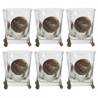 Szklanki do whisky Golden Fox Mars Deer zdobione odlewanym elementem 6 szt.